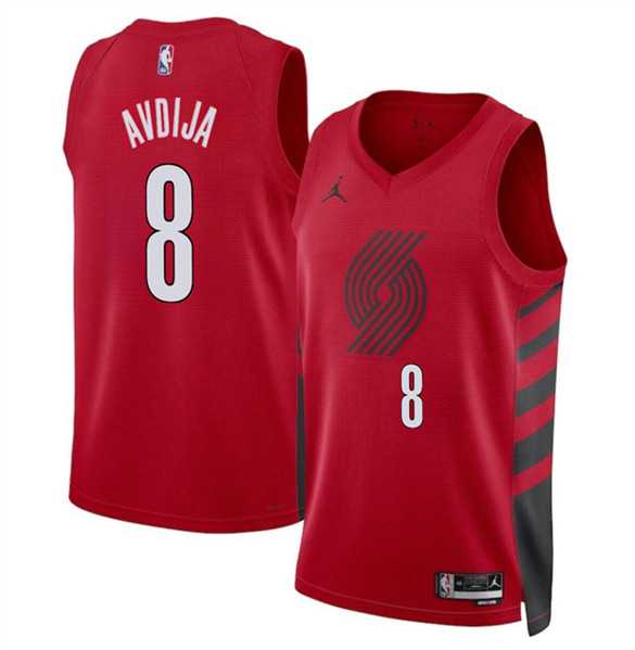 Mens Portland Trail Blazers #8 Deni Avdija Red Statement Edition Stitched Basketball Jersey Dzhi->portland trailblazers->NBA Jersey